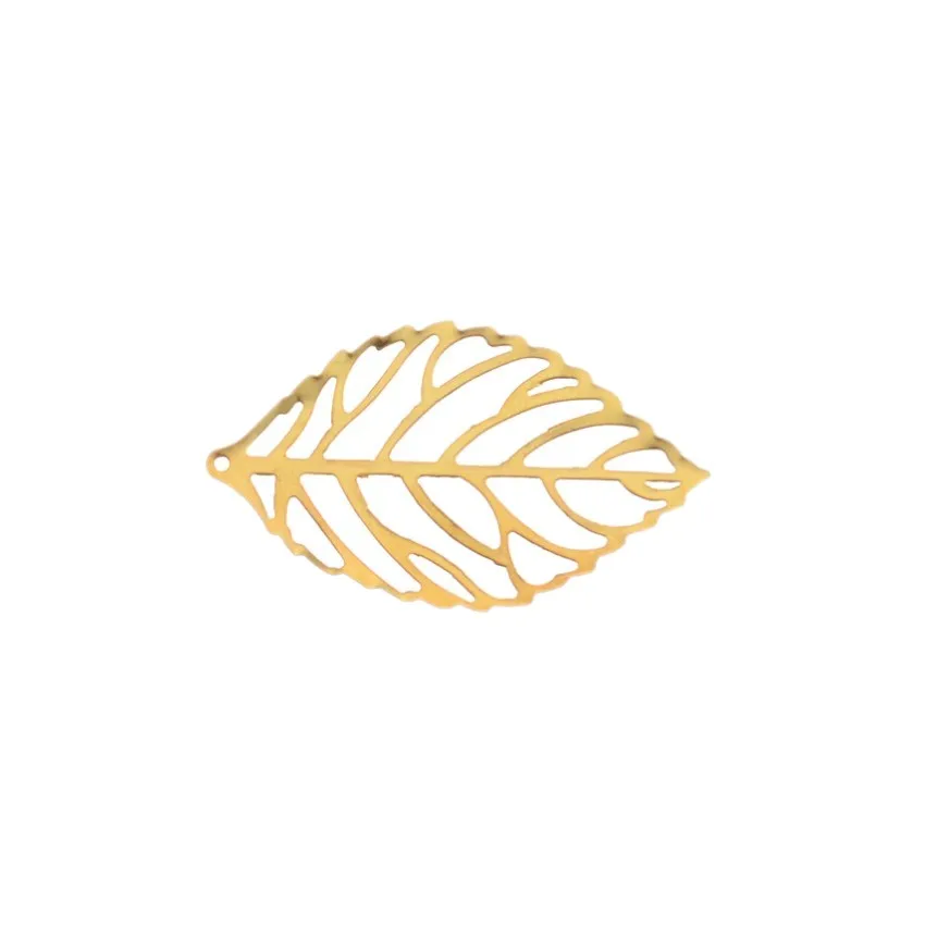 Бесплатная доставка, розничная продажа, 10 шт., золотой тон, филигранный лист, фурнитура, соединитель, металлические изделия для украшения, DIY Подвески, 26x44 мм, F0369