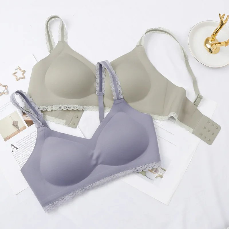 

Summer color matching ice silk underwear no steel ring sports gather running bra, wipe chest, Sleep Bra underwear women
