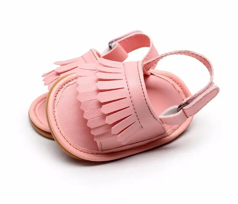 

clearance Summer infant baby sandals solid Pu leather Baby moccasins kids Double Tassel Rubber bottom shoes for 0-24M