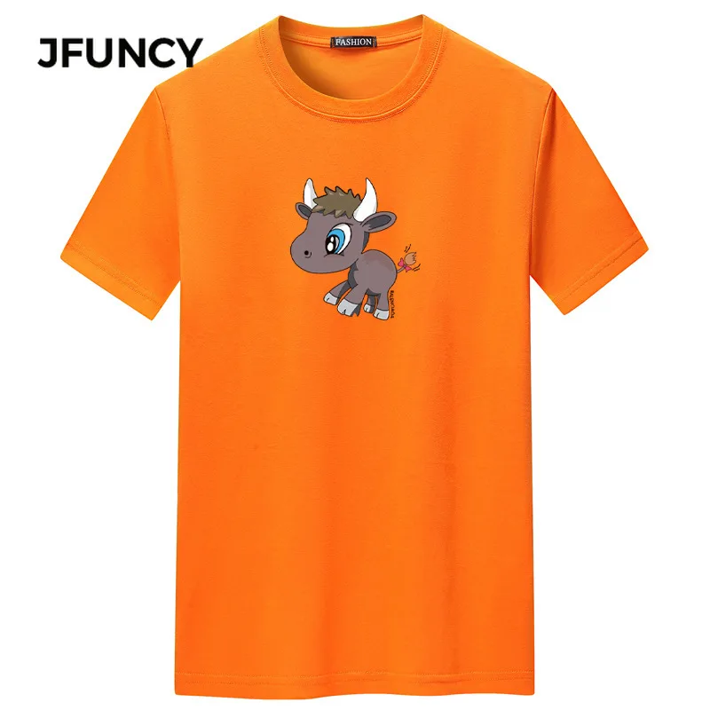 

JFUNCY Oversize Loose Men T Shirts Cartoon Print Casual Tshirt 2021 New Summer Short Sleeve Male Tee Tops Plus Size Man Clothing