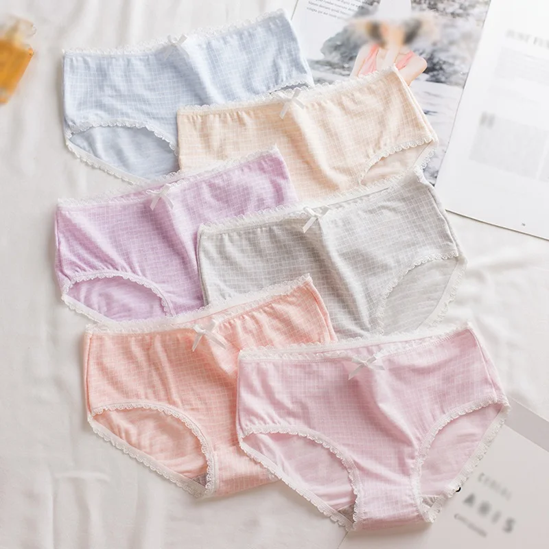 

Seamless Cute Bow Girls Briefs Women's Cotton Soft Briefs Sexy Lace Panties Comfort Lingerie Women KINJ1