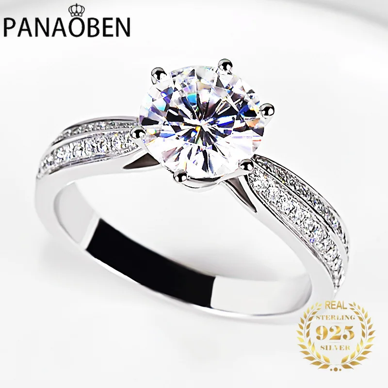 

925 Sterling Silver Women's Rings Double Row Diamond Luxury Cute Romantic Exquisite Elegant Engagement Wedding Anniversary Party