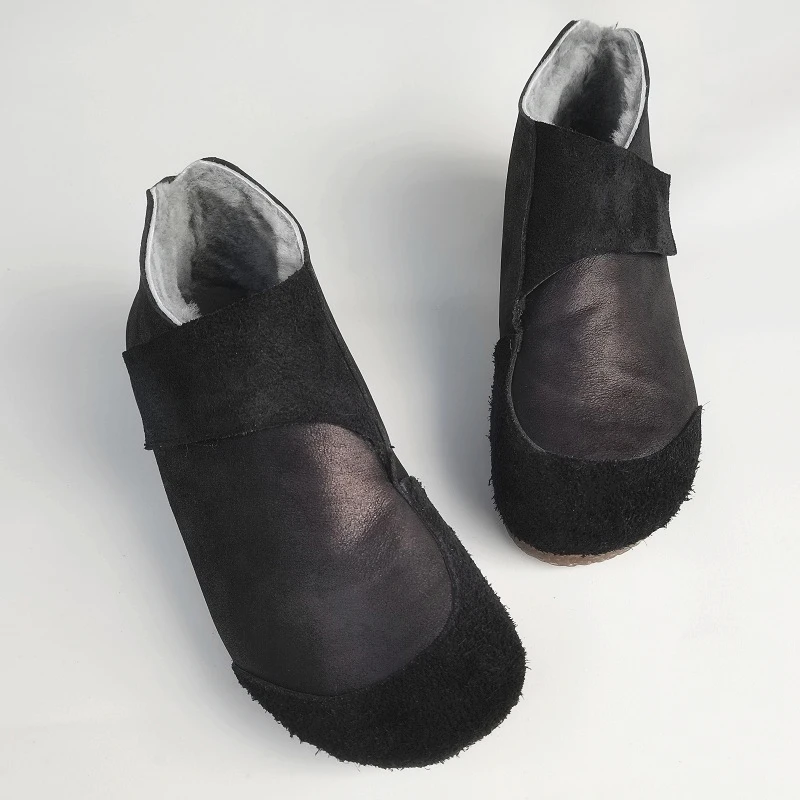 Женские кожаные ботинки Careaymade из натуральной кожи, зимние теплые высокие мужские ботинки из чистой воловьей кожи с хлопковой подкладкой