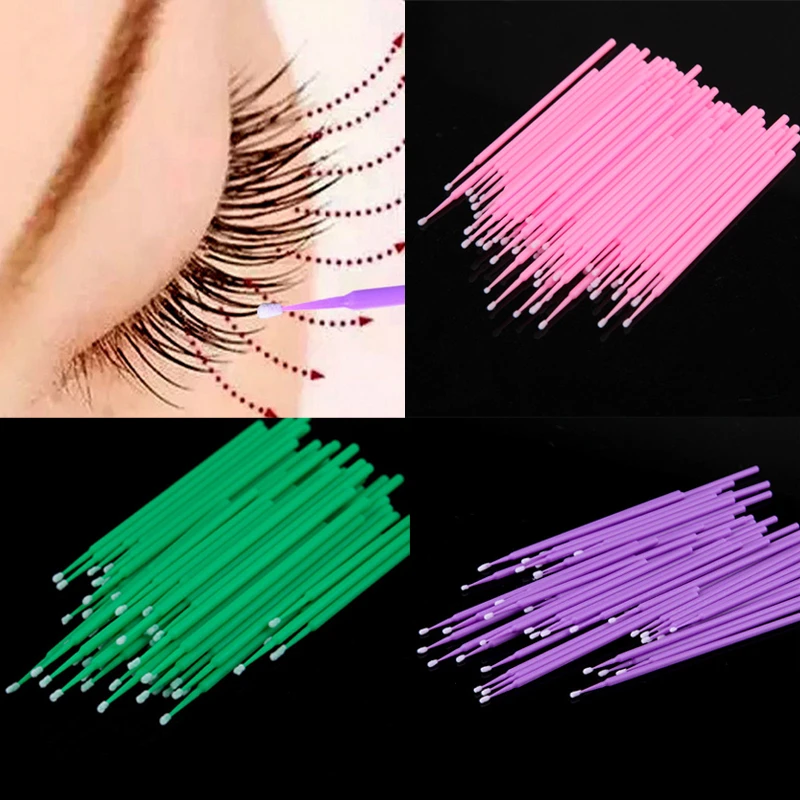 100 шт./упак. одноразовые брови Пластик тампон Микро Кисти для макияжа что нибудь