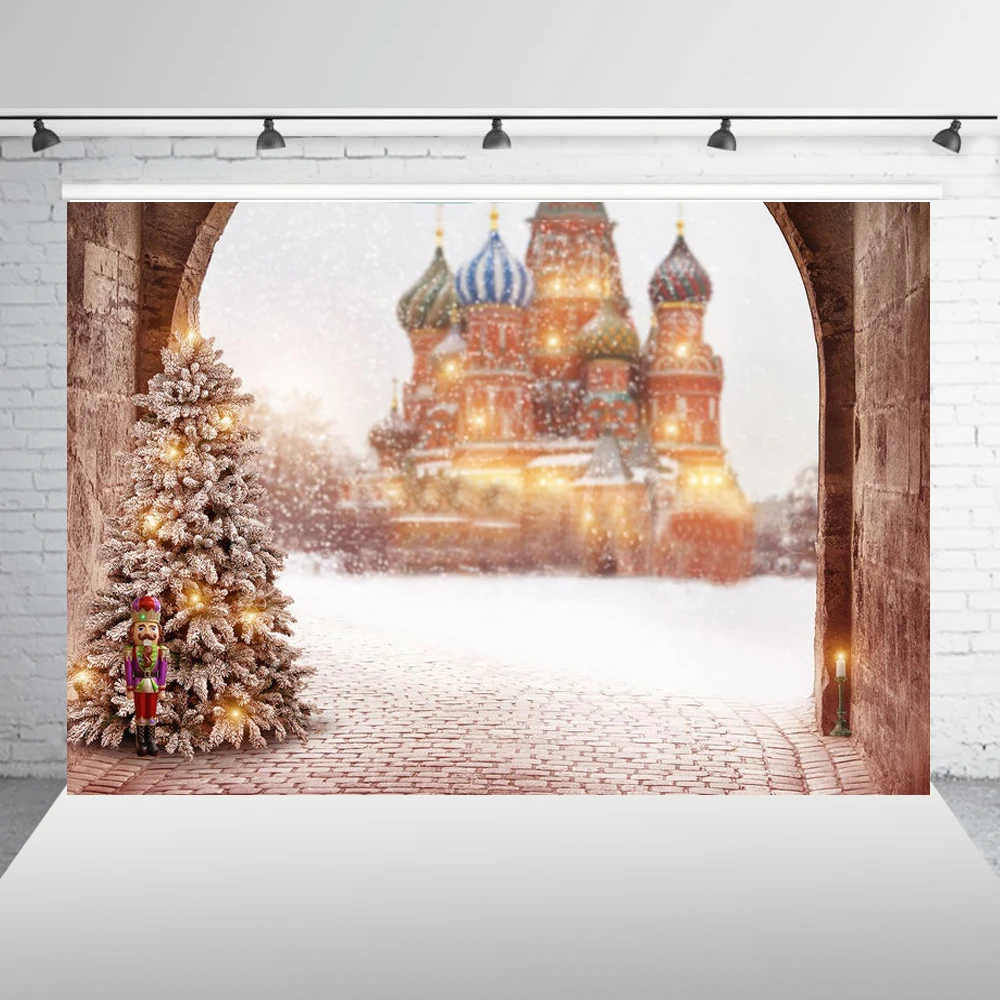 Рождественский фон Рождественская елка зима белый снег парк развлечений