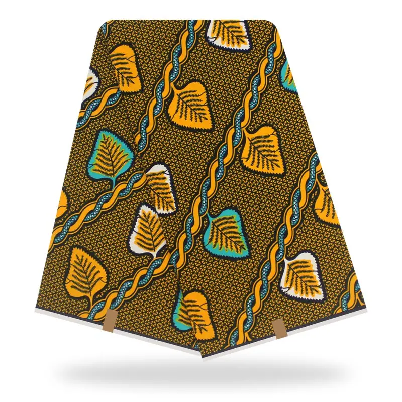 Настоящая восковая африканская вощеная ткань принтом Анкары в желтом