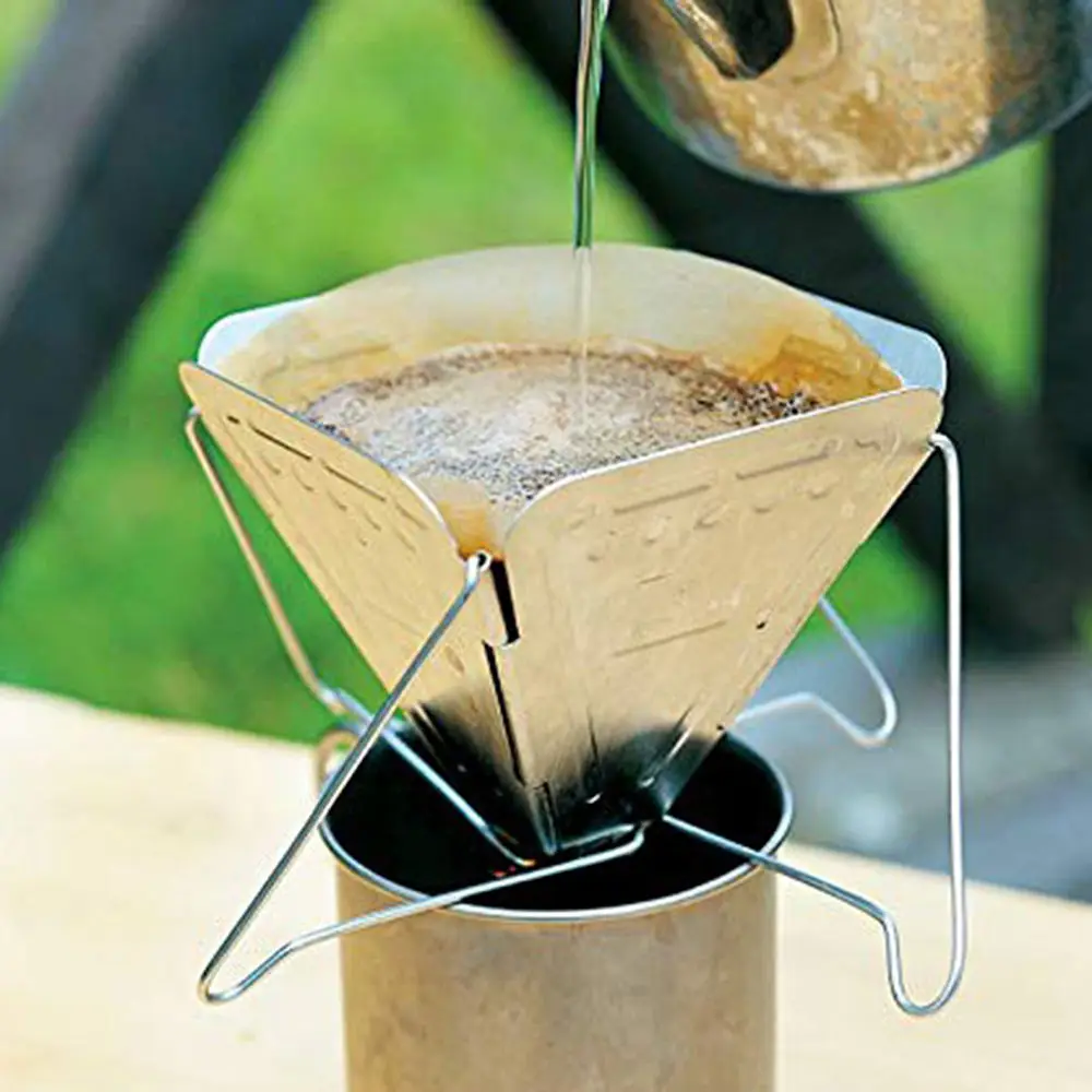 

Outdoor camping coffee drip stand stainless steel foldable portable coffee stove / cup filter New
