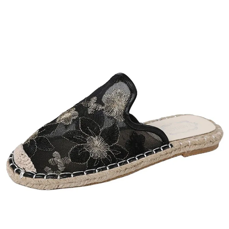 Gioio Ladies' single shoes sweet flat shoes flowers Chinese style Women slippery Fashion Low Heels Mujer White shoes