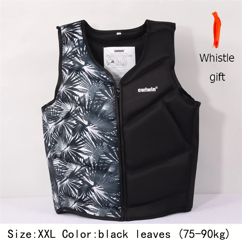 black leaves XXL Модный спасательный жилет для подводного плавания, полибутадиен, резиновый спасательный жилет для детей и взрослых, одежда для плавания, катания на лодках, лыжах, вождения, Лыжный жилет - Цвет: black leaves XXL