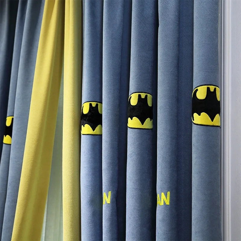 

2021 High quality Cartoon American Children Embroidery Splicing Shading boy youth Curtains for Living room Bedroom Dining Room