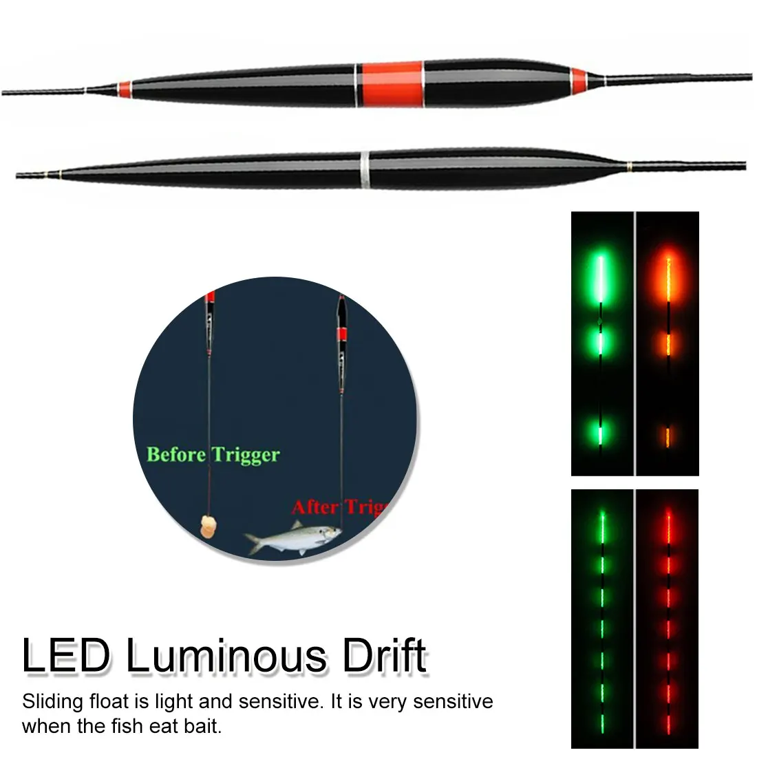 

LED Fishing Float Bite Alarm Fish Bite Bait Light Color Change Automatic Night Electronic Changing Buoy Intelligent High Quality