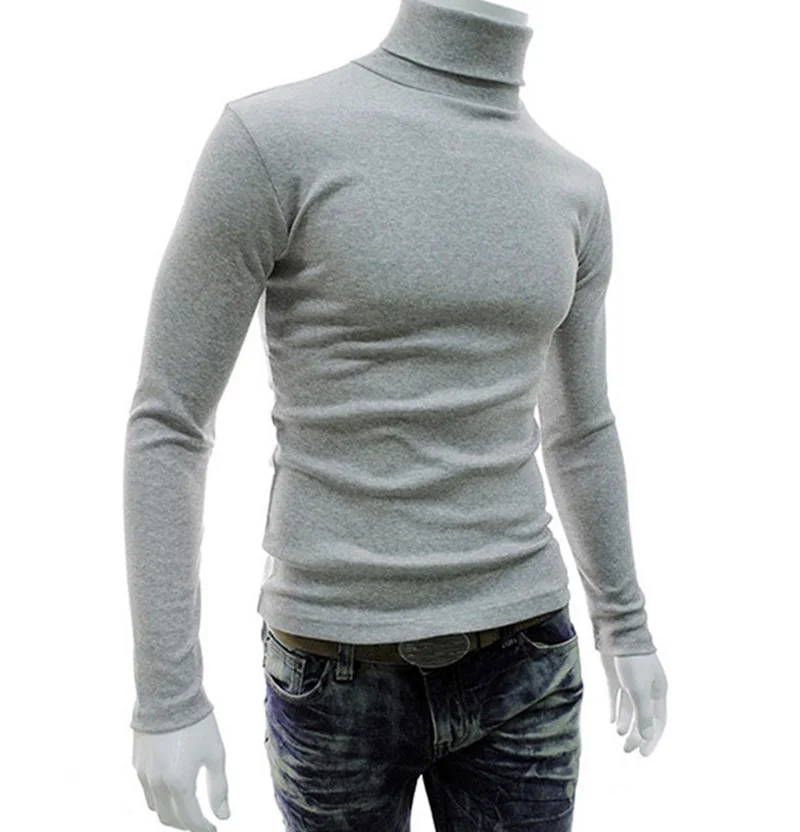 Новинка 2019 осенне зимний мужской свитер Мужская водолазка Одноцветный