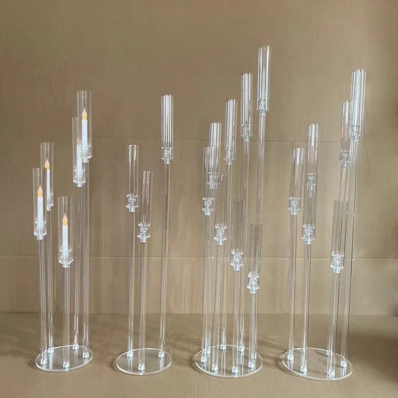 

10pcs Wedding Decoration Centerpiece Candelabra Clear Candle Holder 5\8 Heads Acrylic Candlesticks for Weddings Event Party
