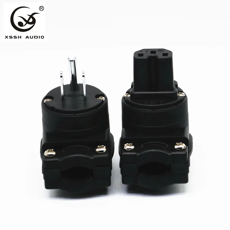 1pair USplug and IEC XSSH аудио Hi-end Hifi чистое медное покрытие золото родий электрический AC Женский Мужской США Китайский IEC FI-Великобритания Британский разъем - Цвет: 1pair USplug and IEC
