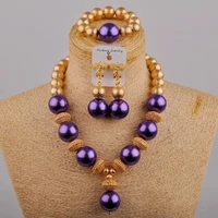 bride wedding jewelry nigeria wedding purple glass crystal necklace african wedding dress jewelry accessories set sh 60
