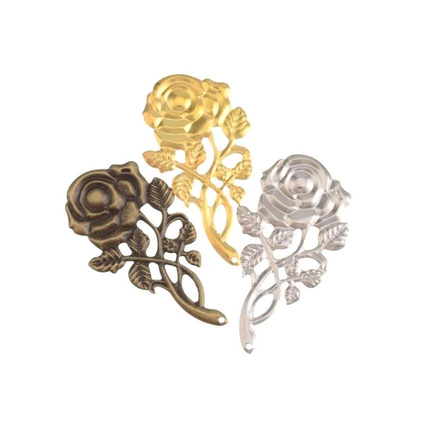 Free shipping 5Pcs Antique Bronze/Gold/Silver Filigree Rose Flower Connectors Embellishment Gift Decoration DIY 7.7x4.2cm | Дом и сад