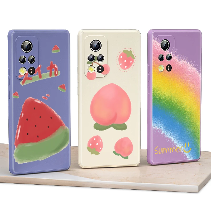 

Cute Cartoon Summer Fruit for Honor 50 30 20 10 10X 9X 9S 9C Pro Lite 5G Liquid Silicone Soft Cover Shockproof Phone Case