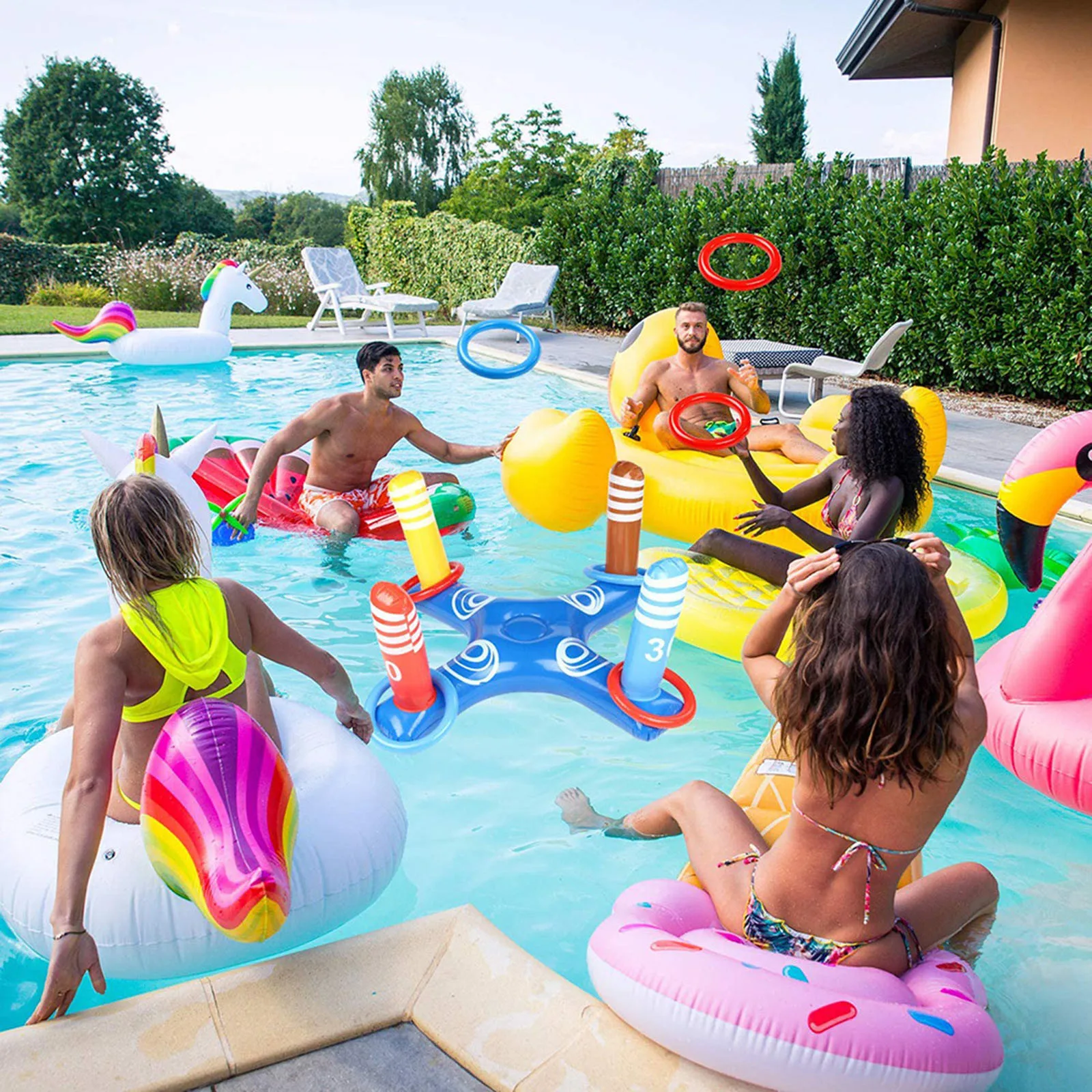 

Inflatable Ring Toss Pool Game Toys Floating Swimming Pool Ring With 4 Pcs Rings Game Water Toy Baby Kid High Quality 2020 #c