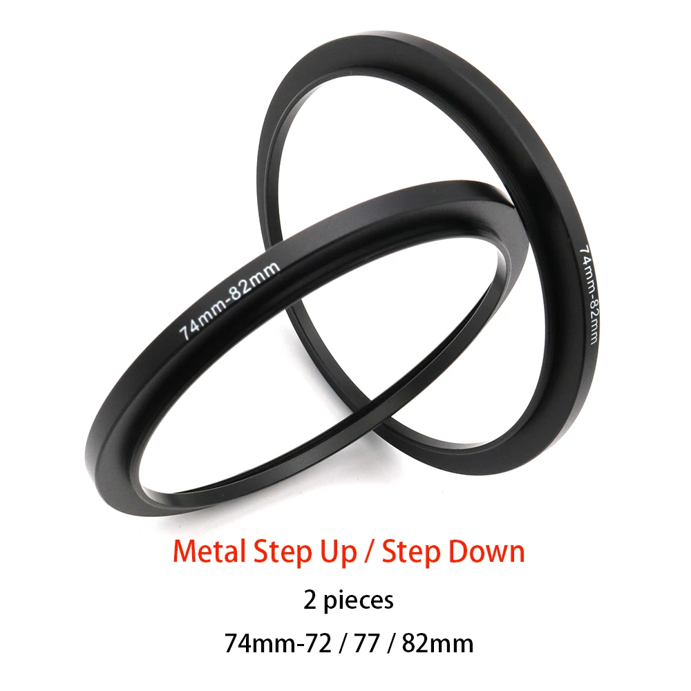 

2-pieces Metal Step Up / Step Down Ring Filter Adapter Ring ,lens thread 74 mm to accessory thread 72 /77 /82 mm