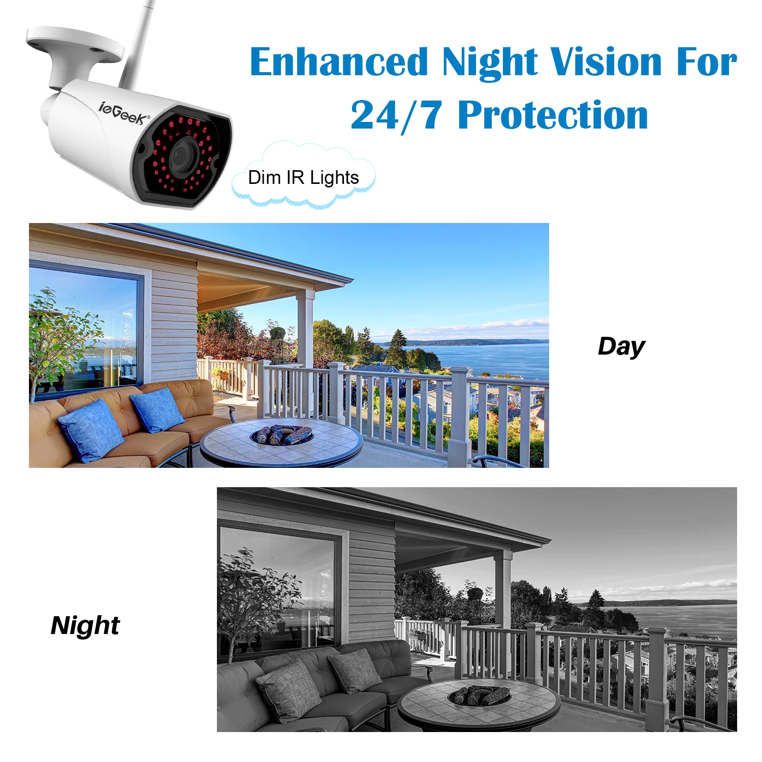 ieGeek 3MP IP Camera Wifi Outdoor 1080P HD IR Motion IP66 Waterproof Two-Way Audio CMOS CCTV Security Wireless | Безопасность и
