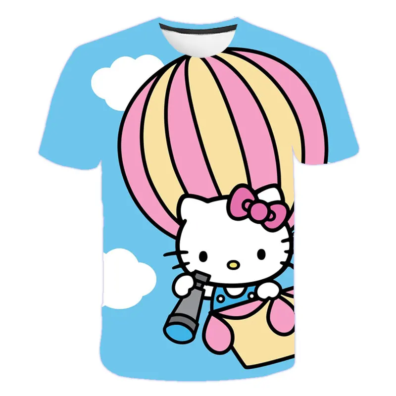 Лето 2020 футболка для девочек дышащий детский топ с 3D котенком милая детская