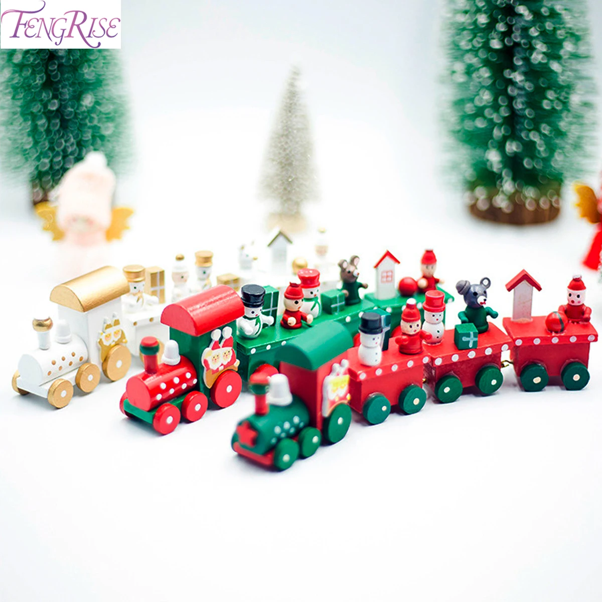 Рождественский деревянный поезд Фотофон Декор для домашнего стола 2020 Рождество