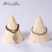 handcrafted wood bracelet cone display jewelry stand necklace chain jewellery presentation holder bangle organzier storage rack