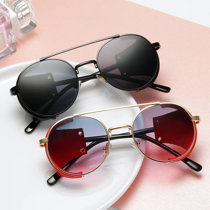

Fashion Steampunk Sunglasses Brand Designer Women Men Vintage Round Sun Glasses Luxury Sunglass UV400 Eyewear Oculos de sol
