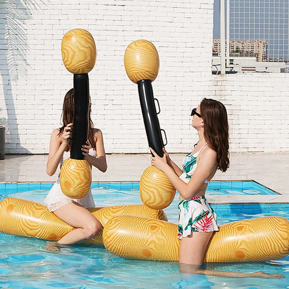 

2 Pcs Set Inflatable Floating Row Battle Logs Water Toys,Swimming Pool Inflatable Float Game Set Toy Adult Children Game Raft
