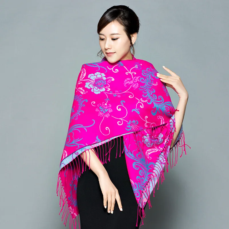 Феникс шаль с двойной каймой-Применение утолщенные женские осенние и зимние