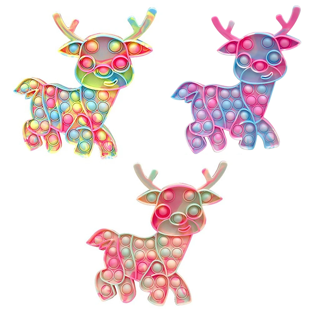 

1pc Push Bubble Toys Silicone Elk Shaped Sensory Squeeze Stress Reliver Interactive Puzzle Game Kids Adults Decompression Gift