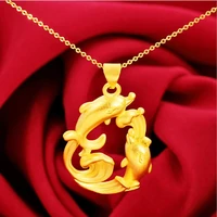 hi fashion women 24k gold dolphins pendant necklace for party jewelry with chain choker birthday gift girl