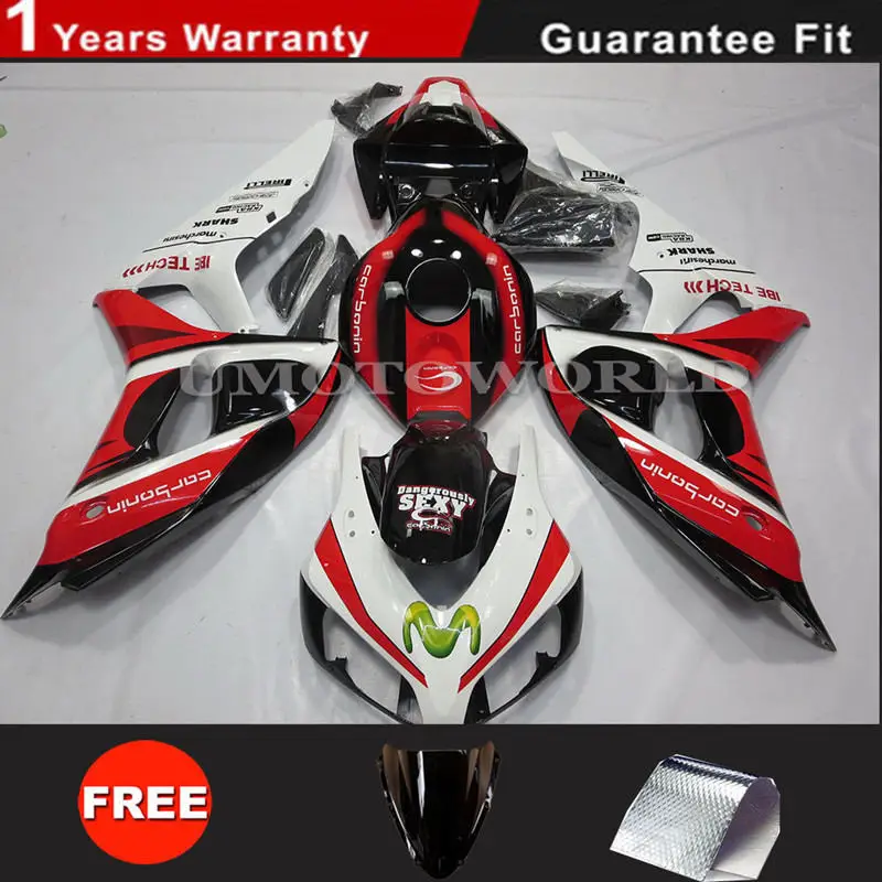 Red White Black 2 ZXMT обтекатель с комплектом кузова Подходит для Honda CBR1000RR 2006 2007 06 07 ABS литья под давлением многоцветный синий желтый красный белый черный - Цвет: Red White Black 2
