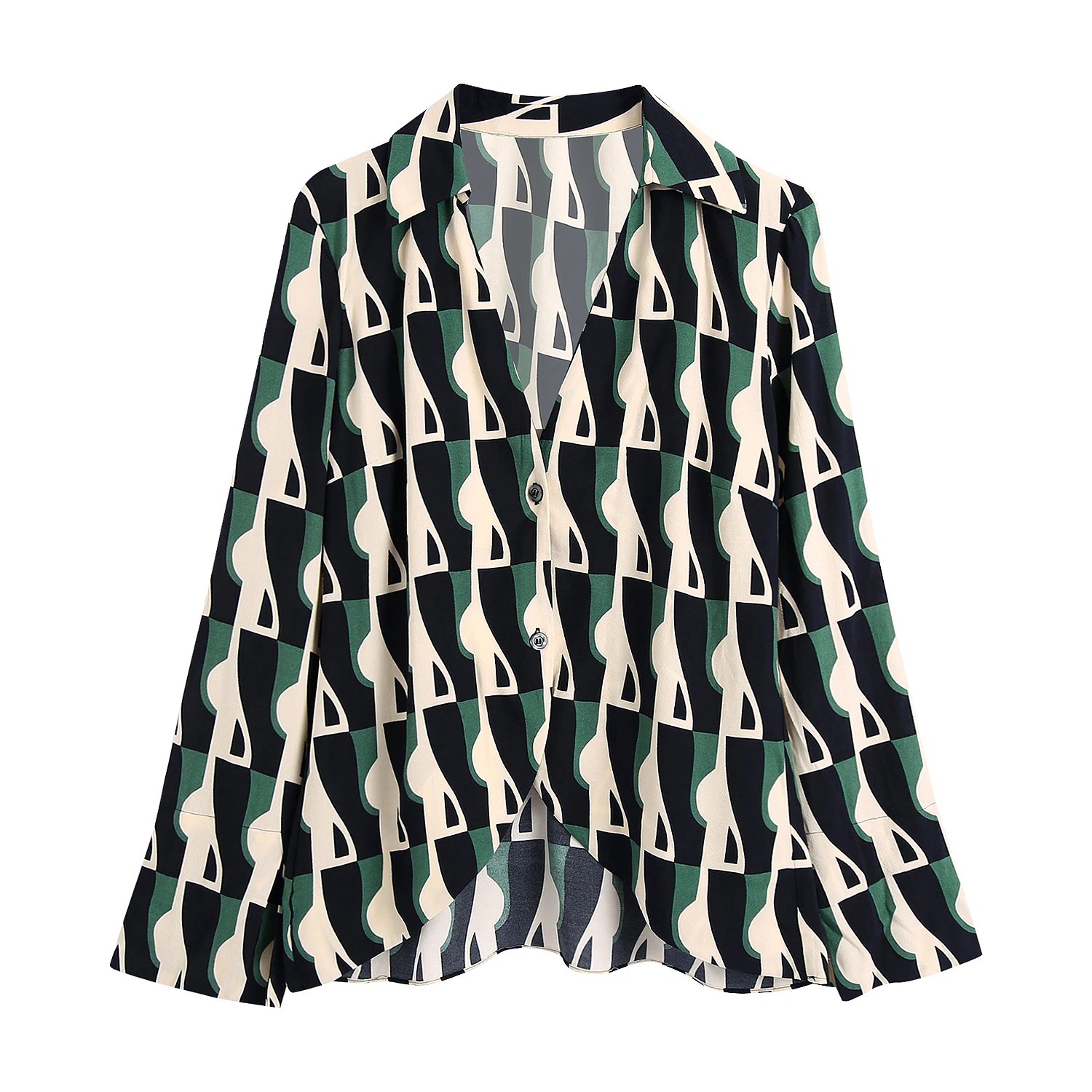 

Vintage Chic Elegant Blouse Women Lapel Fashion Casual Outwear Tops Female 2021 Printing Straight Shirt Lady 2021