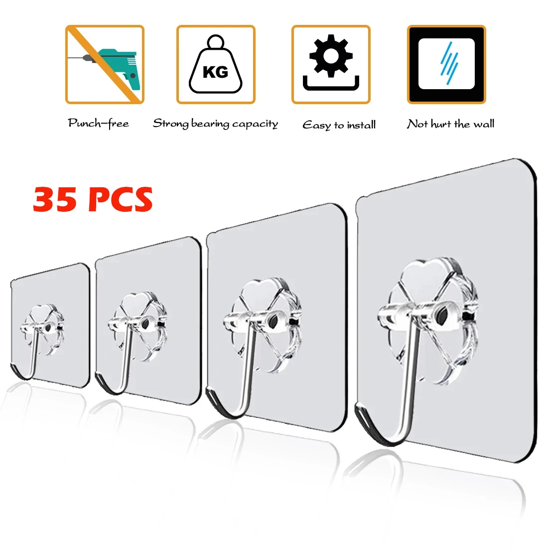 

Hooks Transparent Strong Self Adhesive Door Wall Hangers Hooks Suction Heavy Load Rack Cup Sucker for Kitchen Bathroom