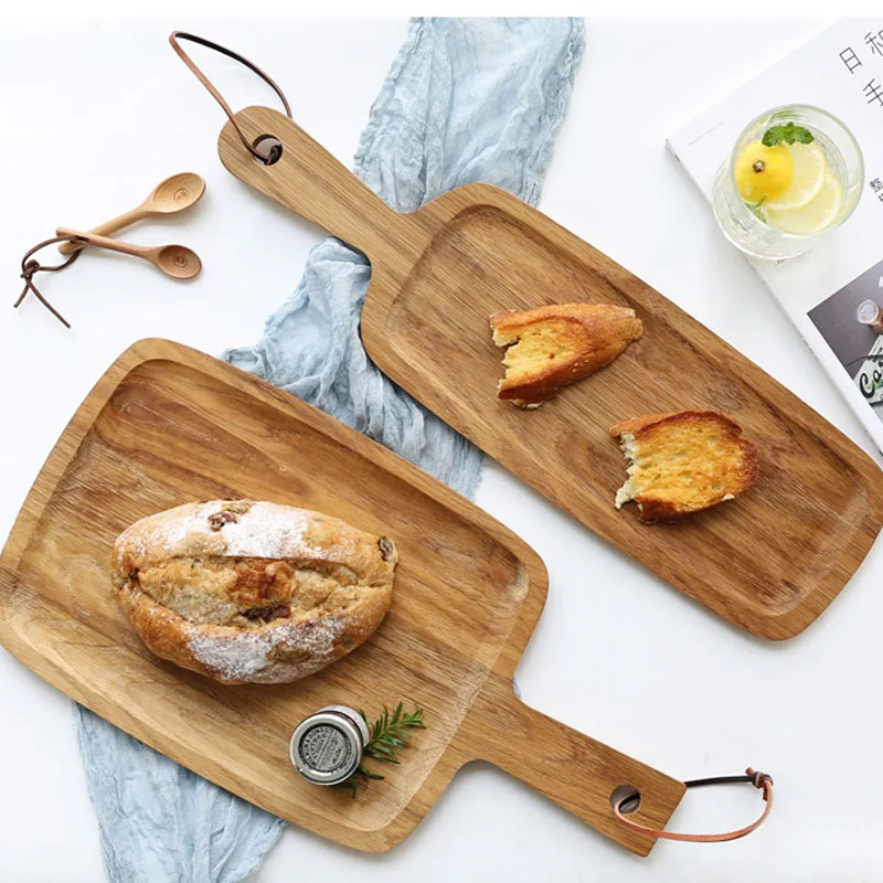 Деревянные десертные тарелки для хлеба с ручкой прямоугольная тарелка сыра