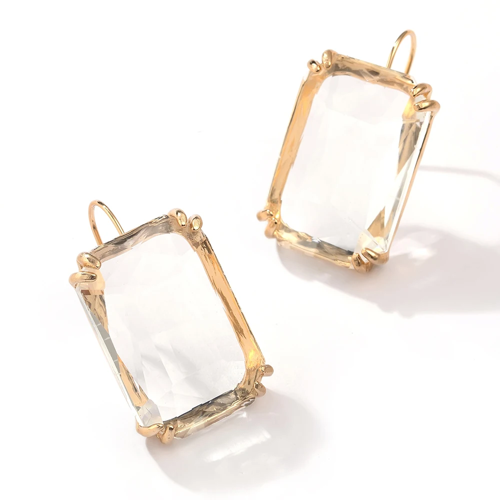 

Transparent Resin Pendant Hanging Earring For Women Bohemia Trendy Geometric Square Acrylic Drop Dangle Earrings Wedding Jewelry