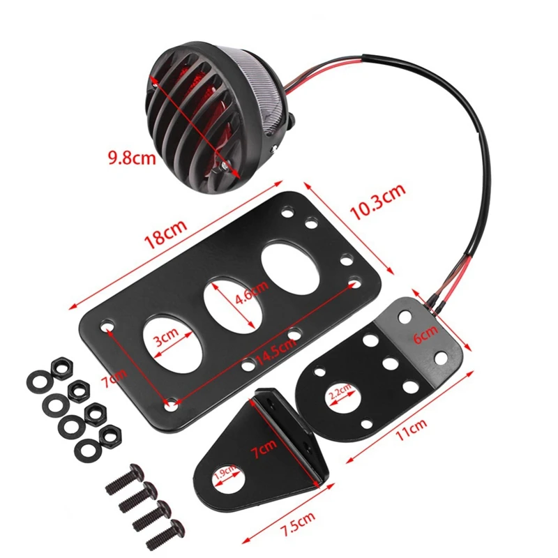 

Motorcycle Side Mounted Aluminum Alloy Taillights With License Plate Plate Bracket Motorcycle Brake Light Black