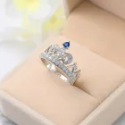 Изысканное благородное кольцо в форме короны принцессы, посеребренные кольца с фианитами и кристаллами для женщин, модные Романтические свадебные украшения для вечеринок, подарок