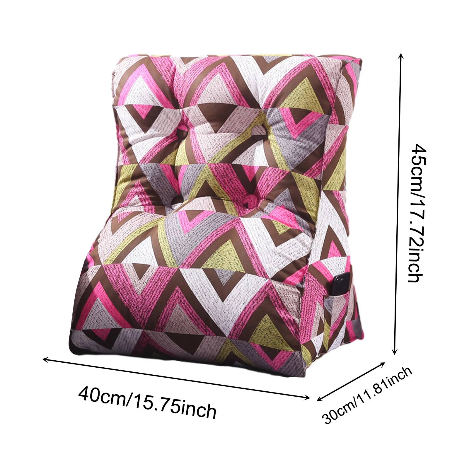 

Sofa Cushion Bed Backrest Back Rest Waist Support Pillow Canvas Printed Lounger Chair Pad With Side Pocket Home Decoration