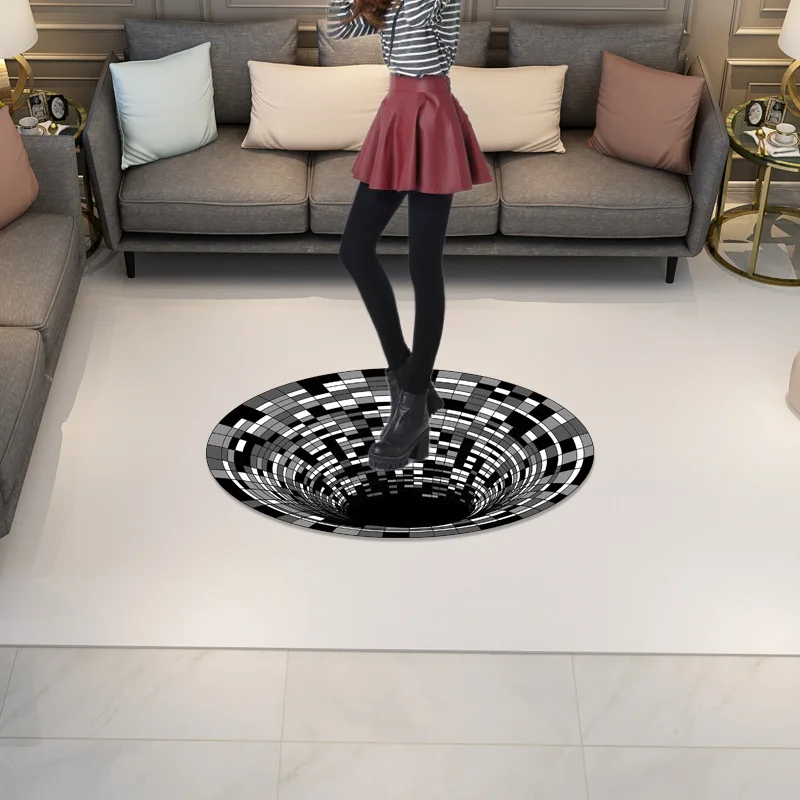 

Объемный трехмерный ковер для дома, черно-белый коврик с эффектом стереоиллюзии, для чайного дивана, придверного столика, гостиной
