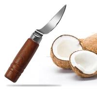 1pcs practical wooden handle coconut opener for kitchen coconut meat remover stainless steel coconut meat removal coconut tool