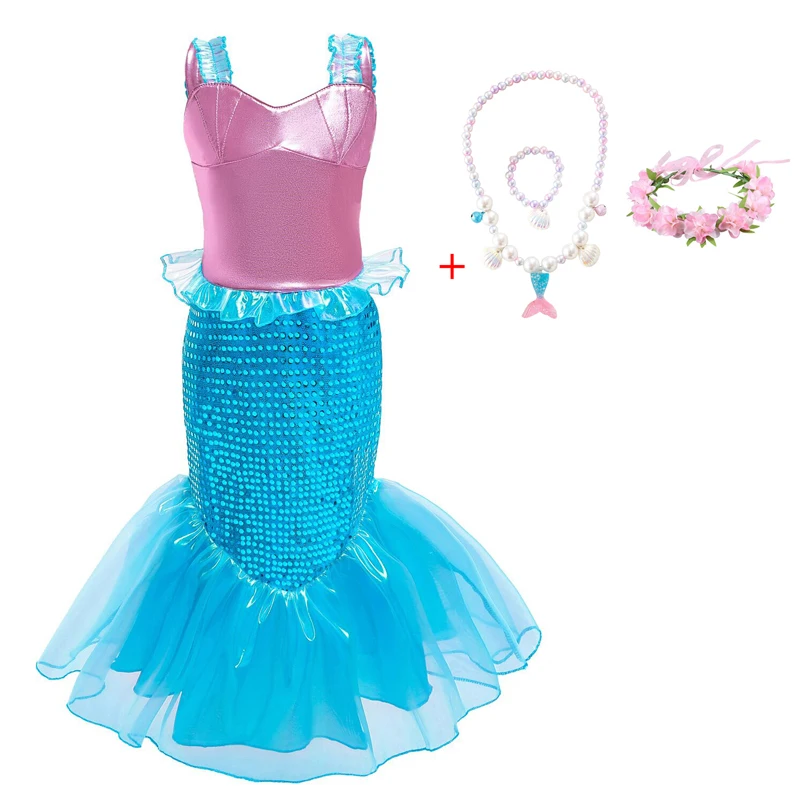 

Dresses For Girl Children Clothing 2022 New Mermaid Cosplay Costume Sequins Kids Strap Princess Birthday Party Fishtail Vestidos