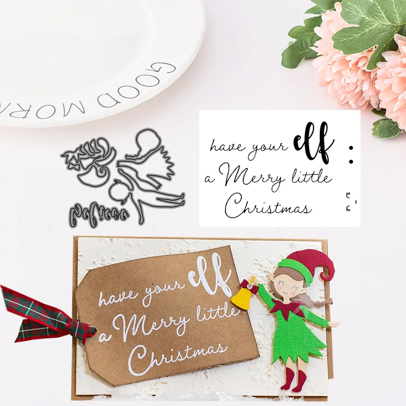 CH Рождественский эльф металлические Вырубные штампы и DIY Скрапбукинг трафарет