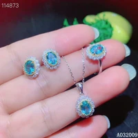 kjjeaxcmy fine jewelry 925 sterling silver inlaid natural blue topaz earrings ring pendant fashion girl suit support test