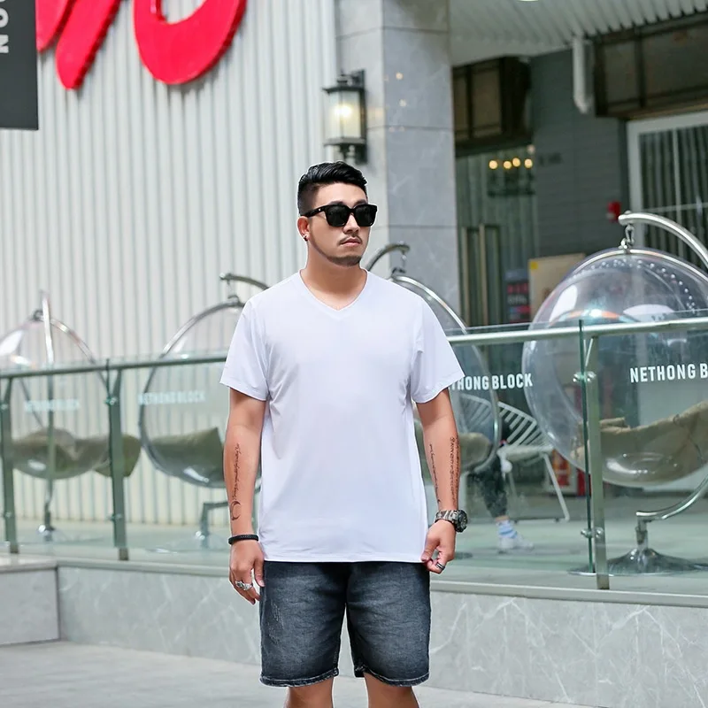 

Summer 2021 new men's fattening plus size V-neck quick drying short sleeve t-shirt men's fat sports short sleeve