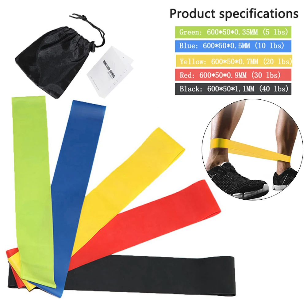 5 шт. тренировочный тренажер силовые резинки Пилатес спортивные латексные фитнес