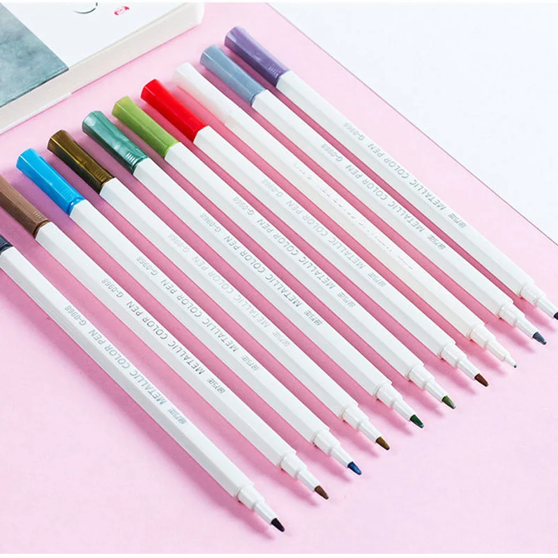 Маркер художественный на водной основе блестящий металлический 10 шт.|metallic color