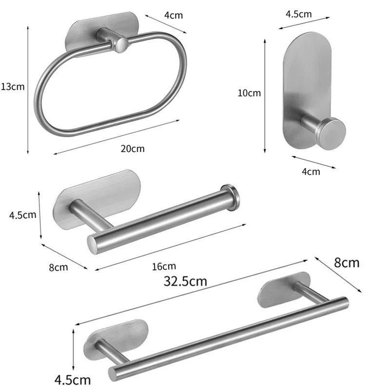 Набор аксессуаров для ванной комнаты из нержавеющей стали 304 без перфорации