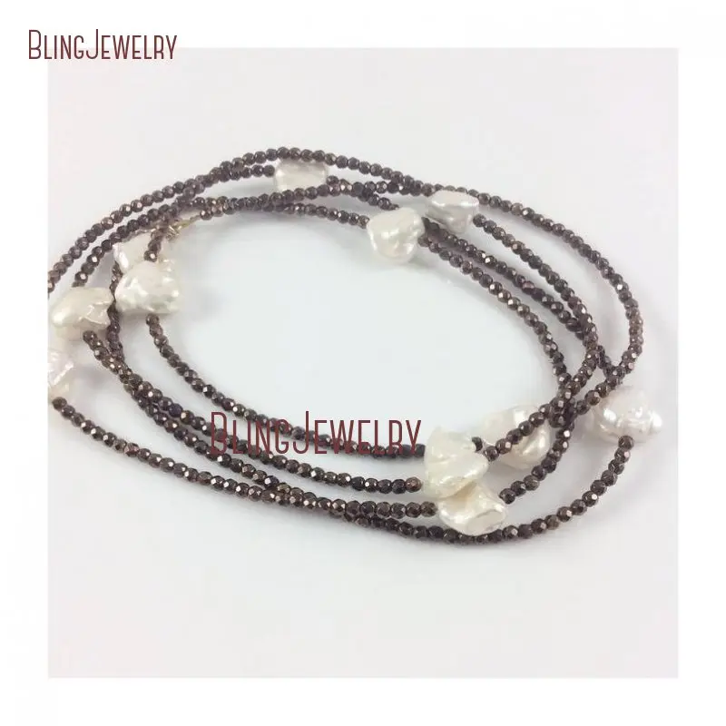 Online Pirite Collana Di Perle Biwa Corda Collana Di Perle D'acqua Dolce Lungo Minimalista Layered Collana NM31702
